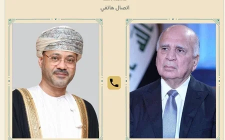 حراك دبلوماسي مكثف.. فؤاد حسين وبدر البوسعيدي يبحثان ملف طهران وواشنطن وأمن مضيق هرمز
