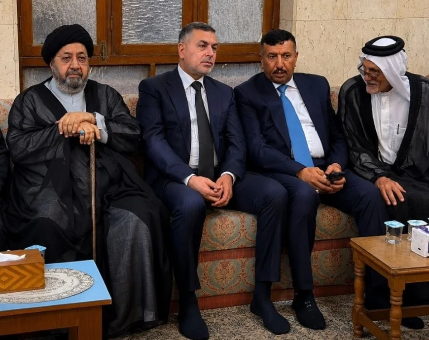 العيداني يواسي ذوي ضحايا موكب بني عامر خلال مجلس عزاء في البصرة