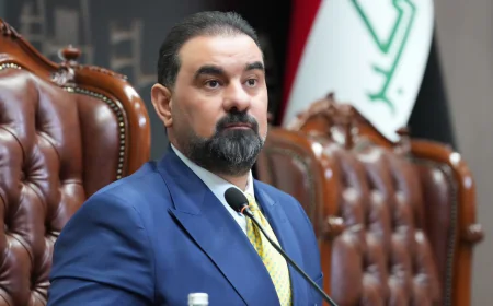 الحلبوسي يرفض استغلال أراضي العراق للاعتداء على الجوار ويشدد على حصر السلاح بيد الدولة