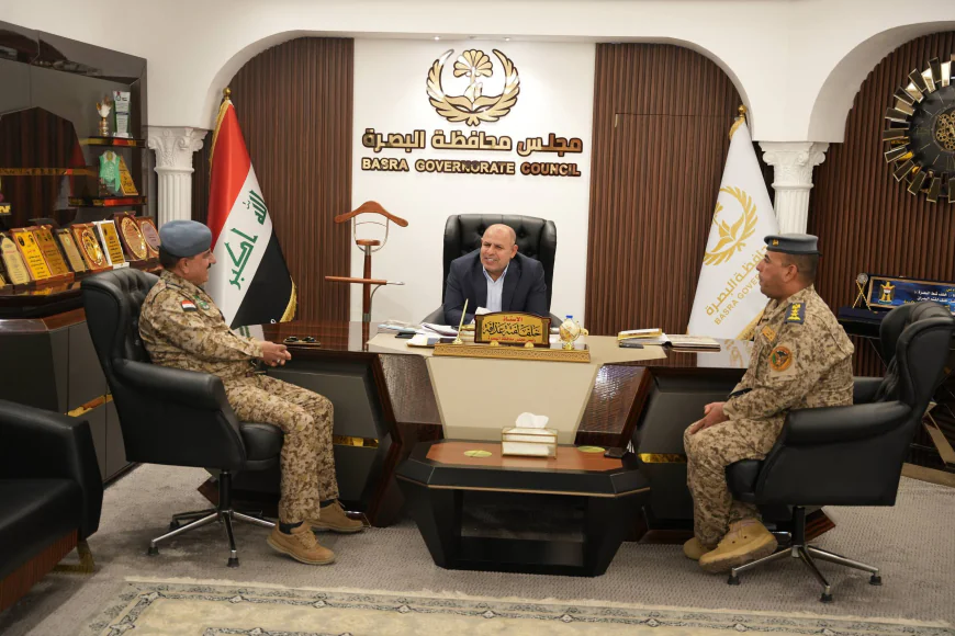 رئيس مجلس البصرة يبحث مع قائد قاعدة الشعيبة الجوية تعزيز الدعم اللوجستي وحماية أجواء المحافظة