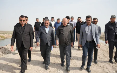 رئيس مجلس محافظة البصرة خلف البدران  يتفقد معالجة اللسان الملحي في أهوار الحمار الشرقية