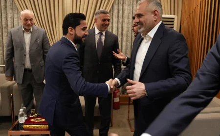 وصول محافظ البصرة اسعد العيداني والمرشح لمنصب وزير العمل محمد الموسوي الى قبة البرلمان