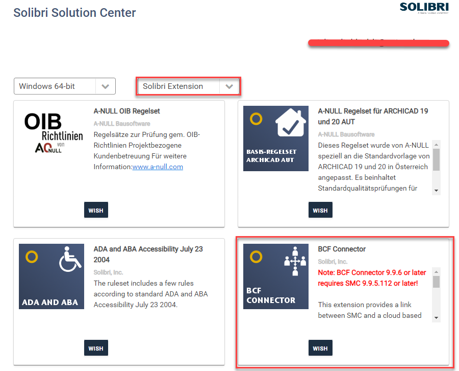 BCF Connector in Solibri solution center