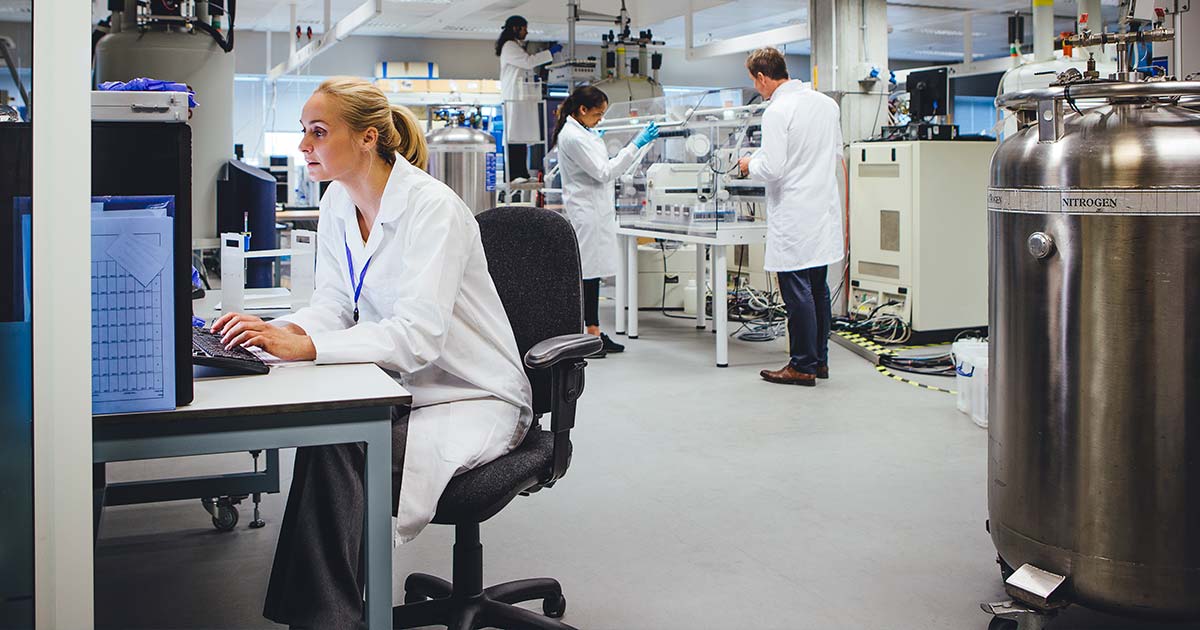 Medical professionals working in a lab