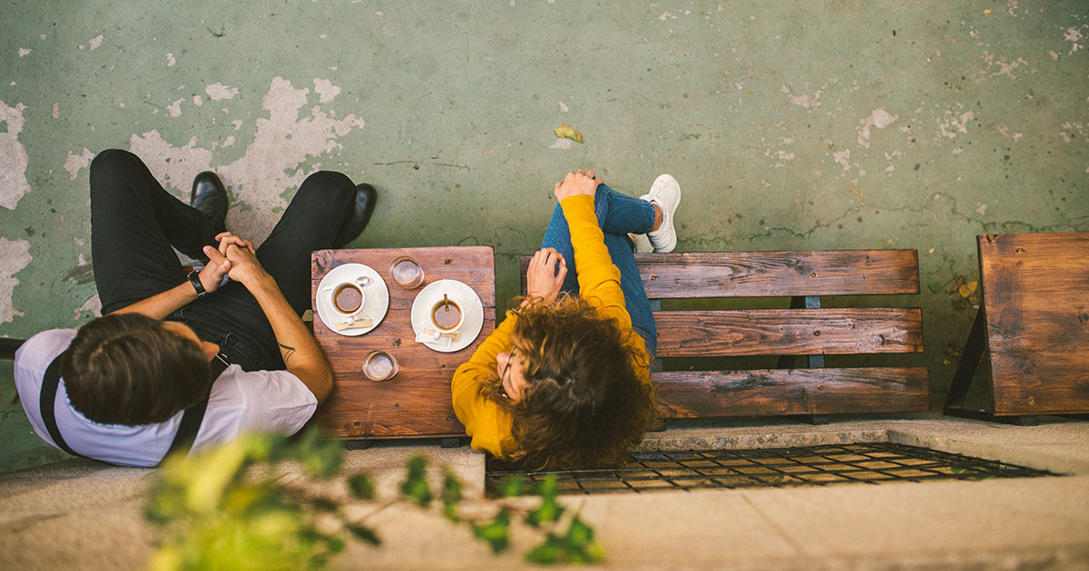 Two people with coffee