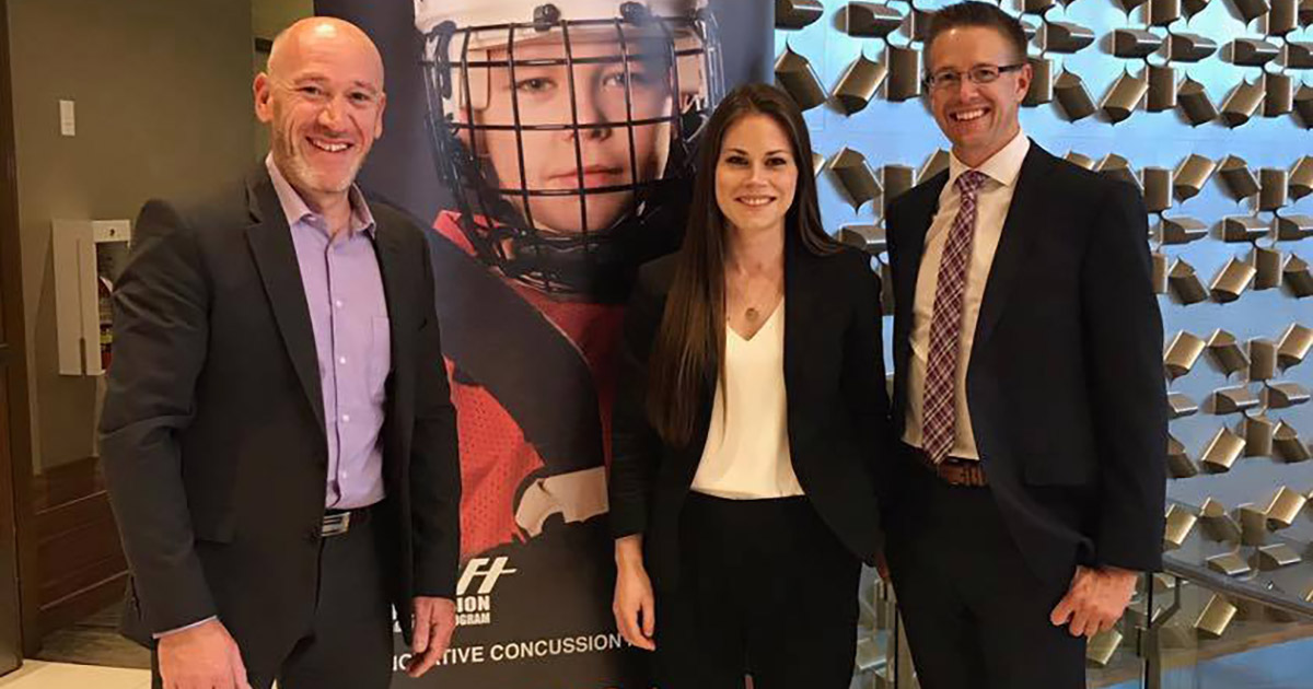 Scott Haller, Frances MacInnes, and Ryan Sleik in Calgary at the Best Practices in Concussion Management course.
