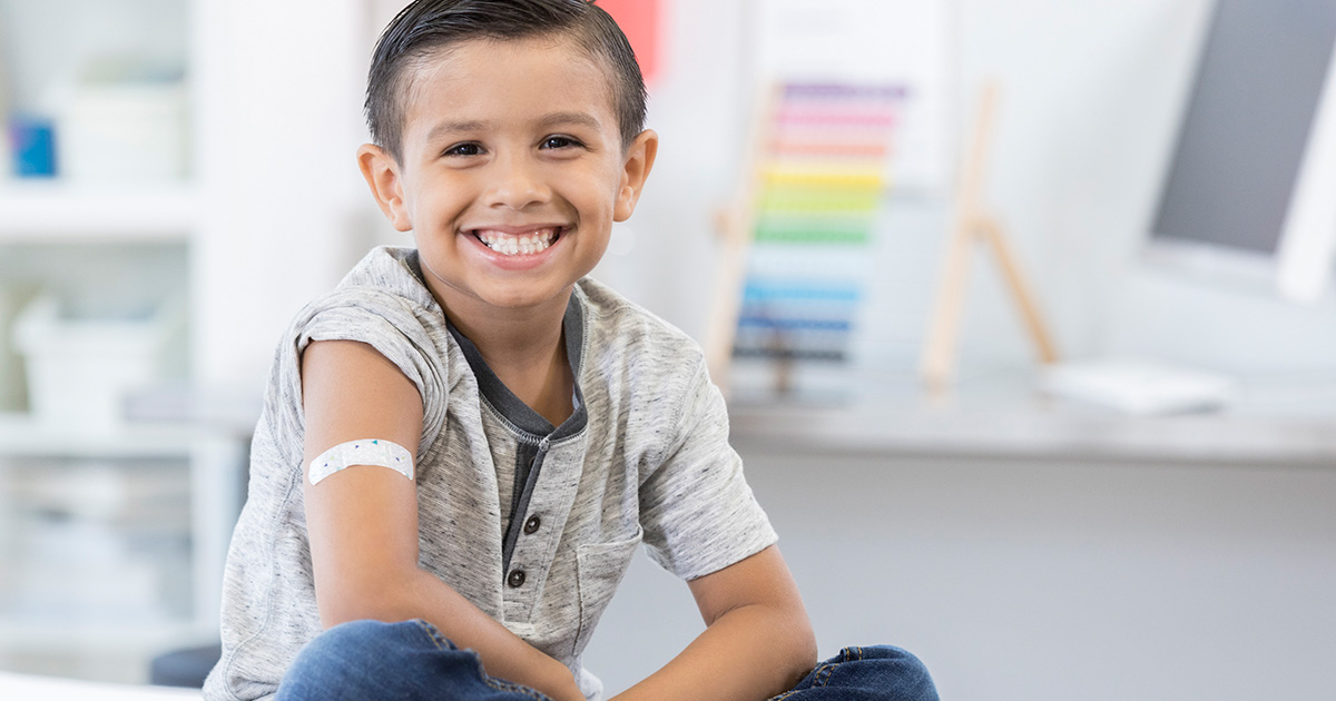 Smiling child who had a vaccine