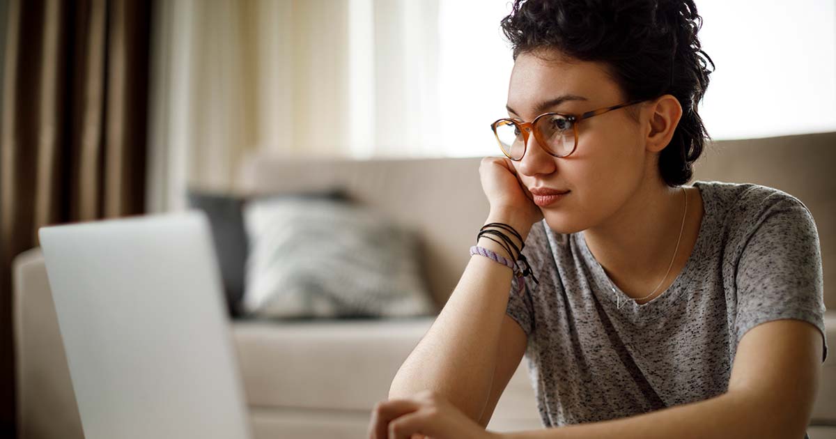 Young adult using a computer