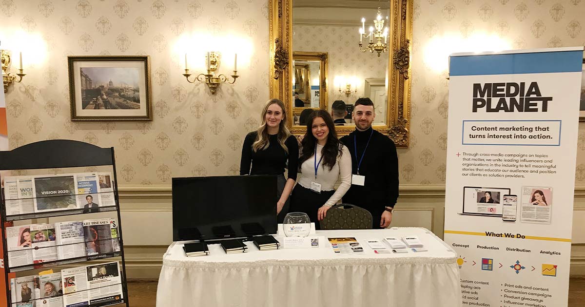 Mediaplanet marketing consultants Margot Thomas, Jessica Golyatov, and Jesse Adamson at the Future of Pharma Marketing Summit.