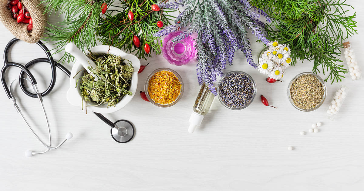 Herbs, flowers and fruits used to make medicine