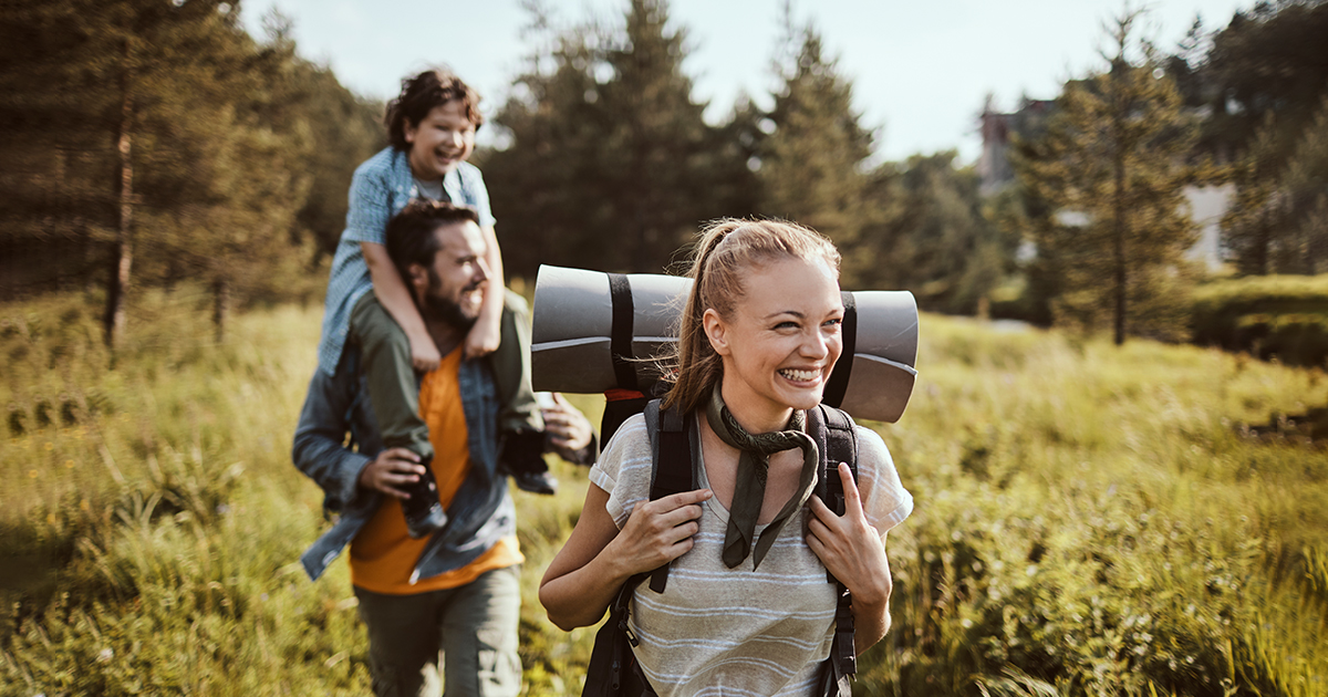 Family hiking together