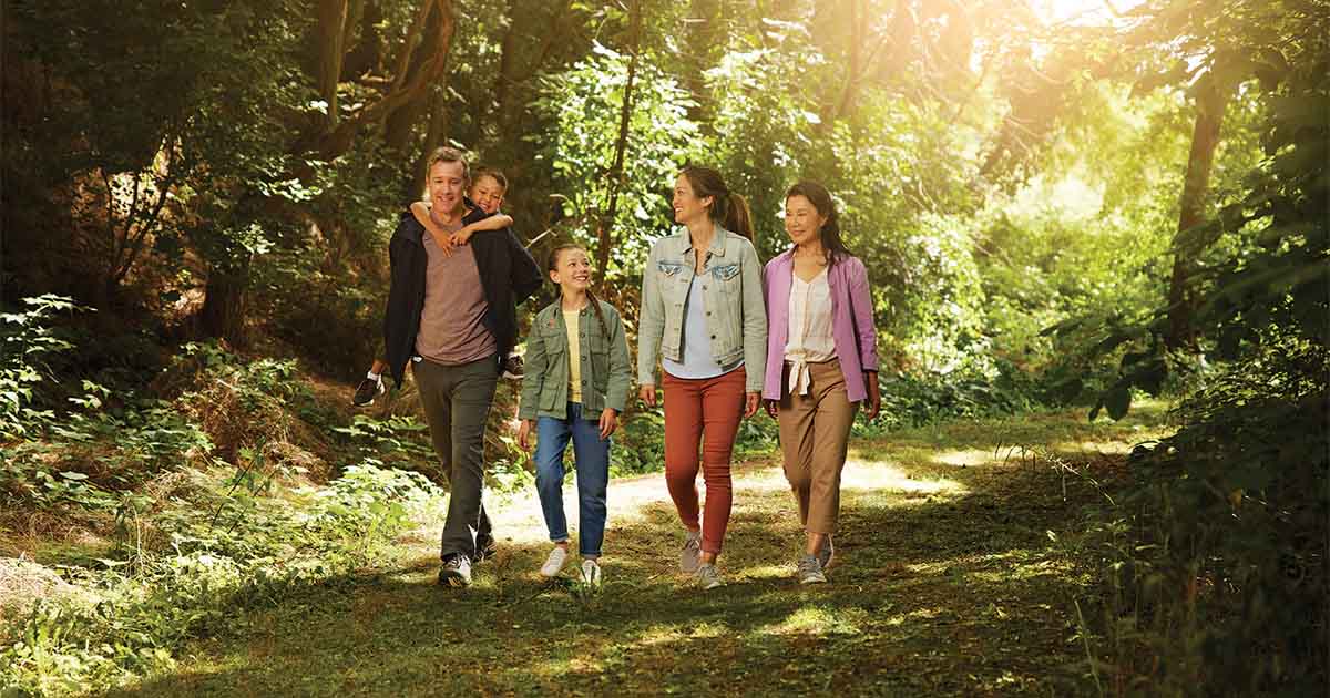 family walking in park