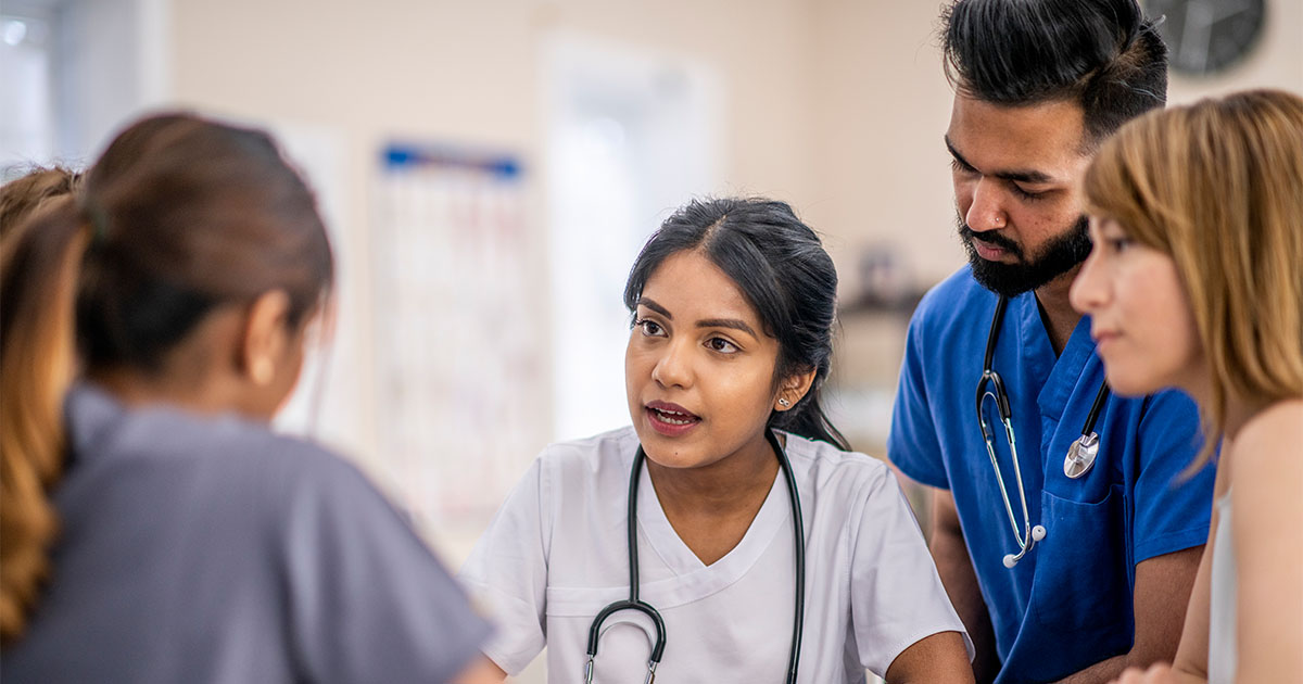 multi-ethnic group of doctors in office