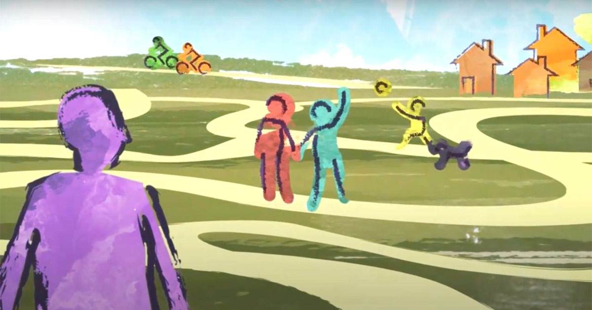 animated characters in park