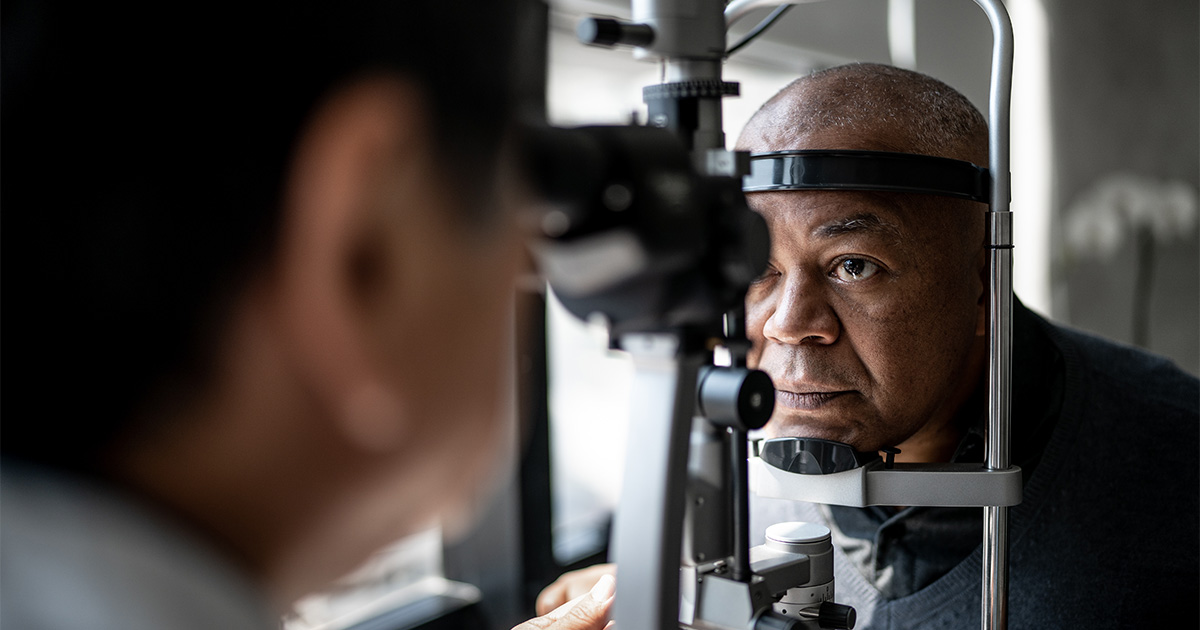 african american man getting eye exam