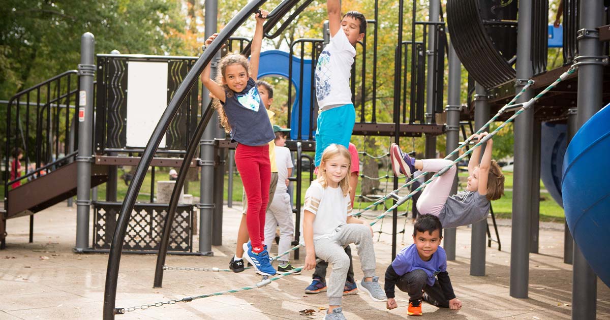 children playing on a playground