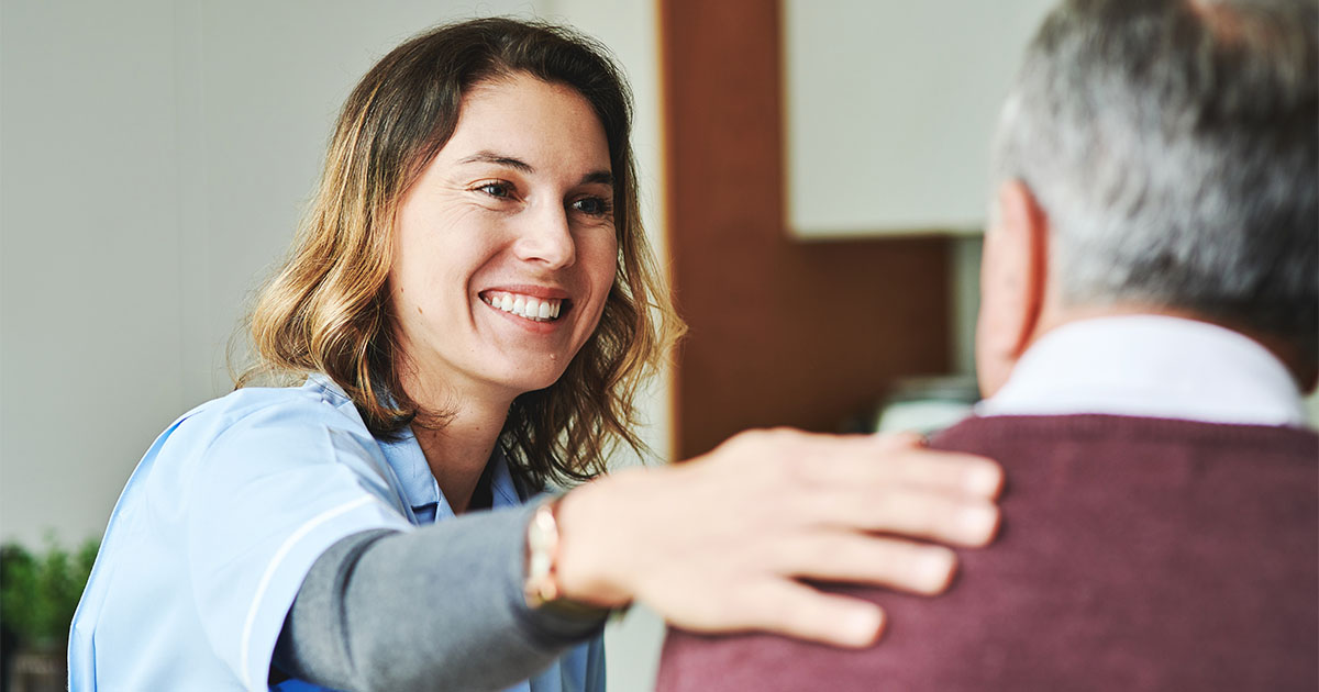 woman care workers with senior