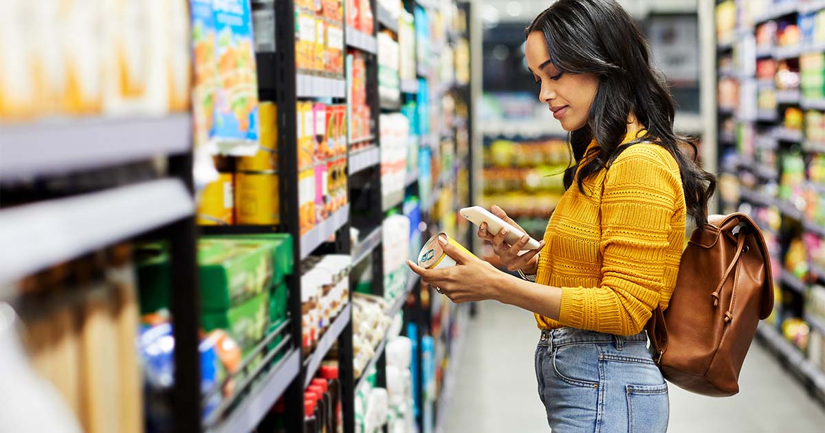 young woman shopping in grocery store