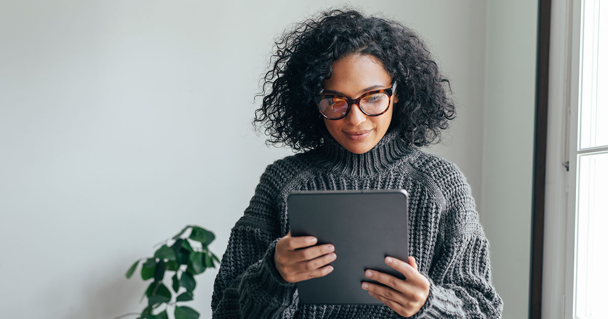 Woman using iPad