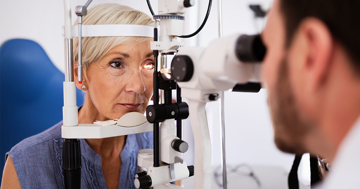 Woman getting her eyes checked