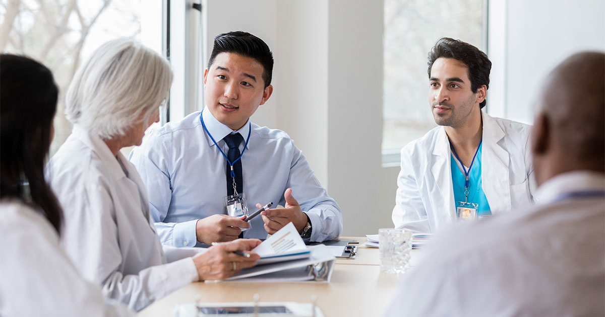 medical health professionals in meeting