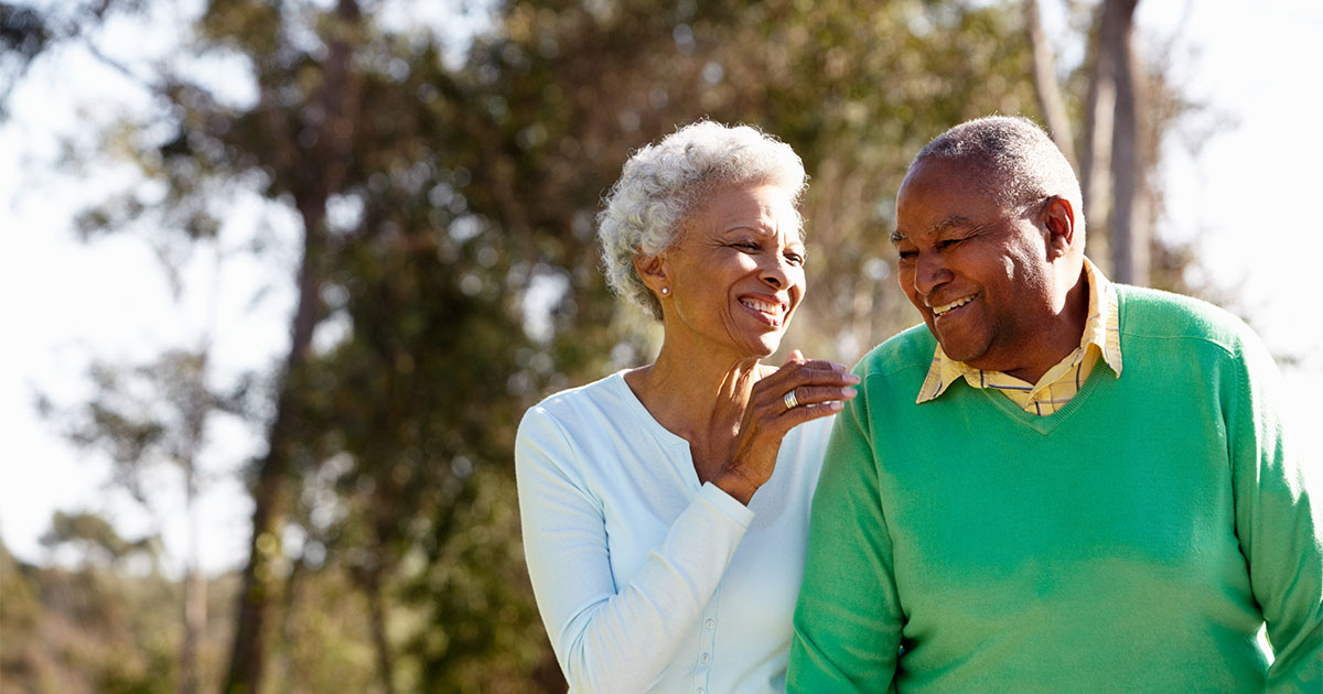 senior african american man women smiling