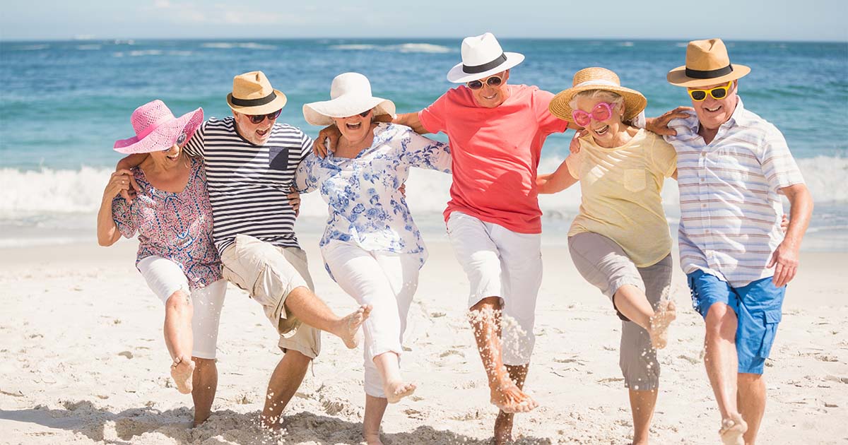 Elderly people on vacation at the beach