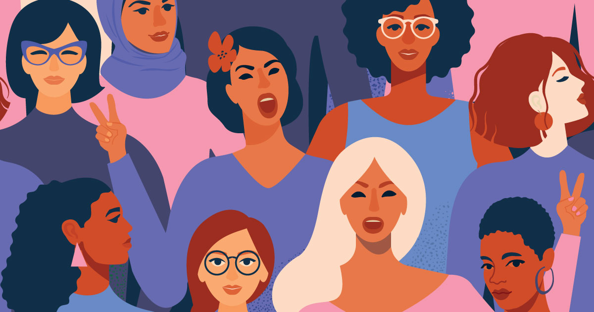 Illustration of many different women
