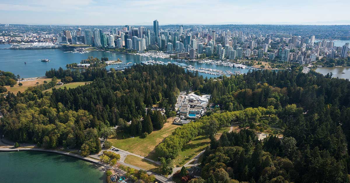 Aerial shot of downtown Vancouver