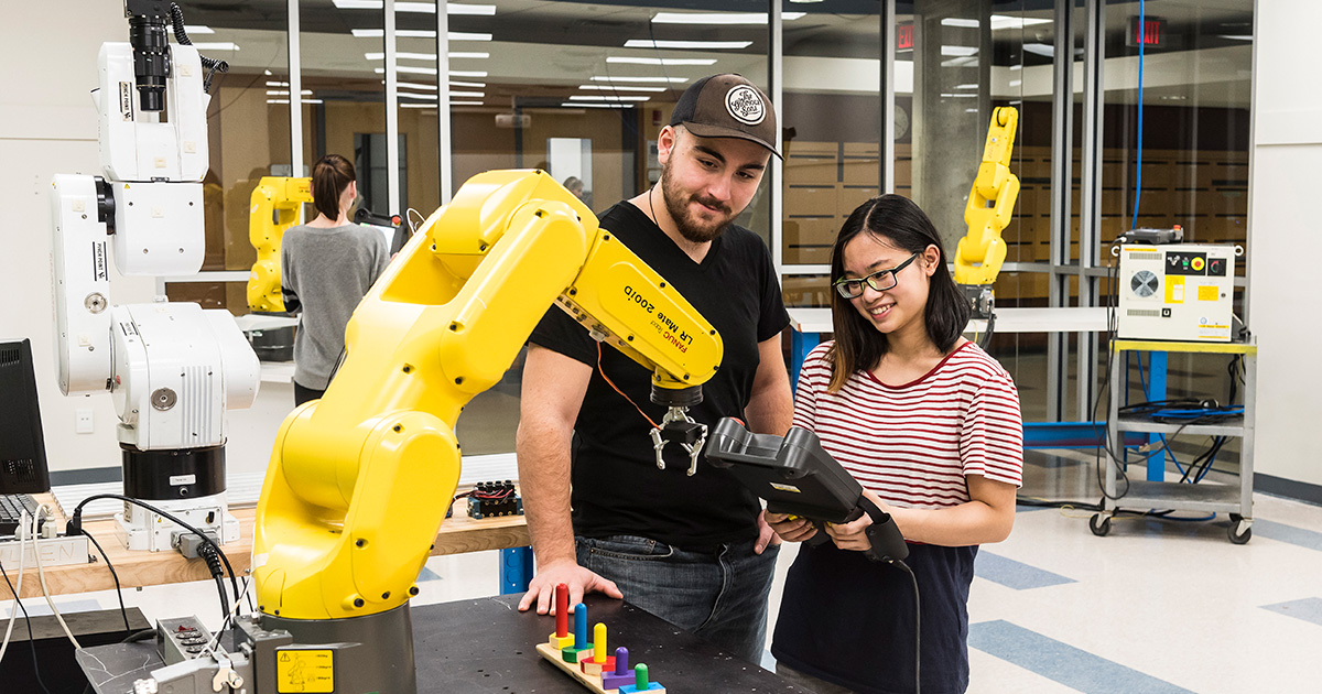 Students in the Electro-Mechanical Engineering Technician program.