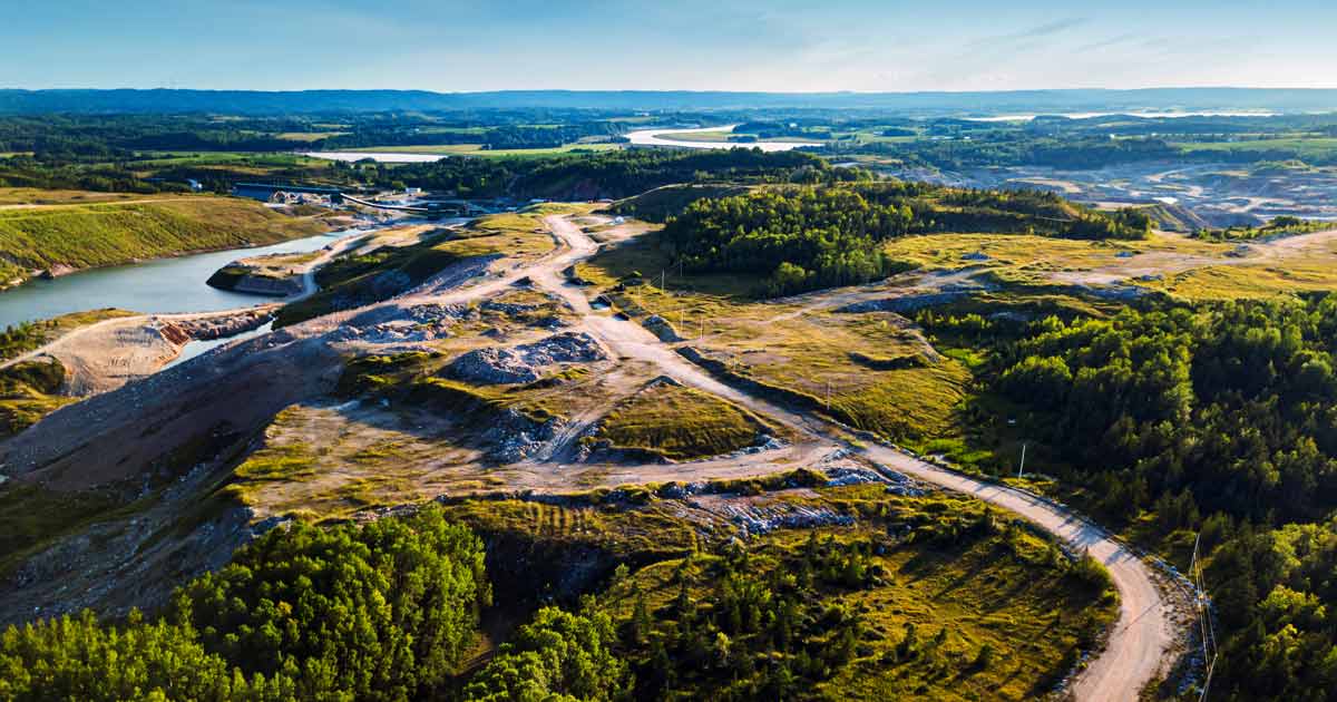 Aerial photograph of a mining operation