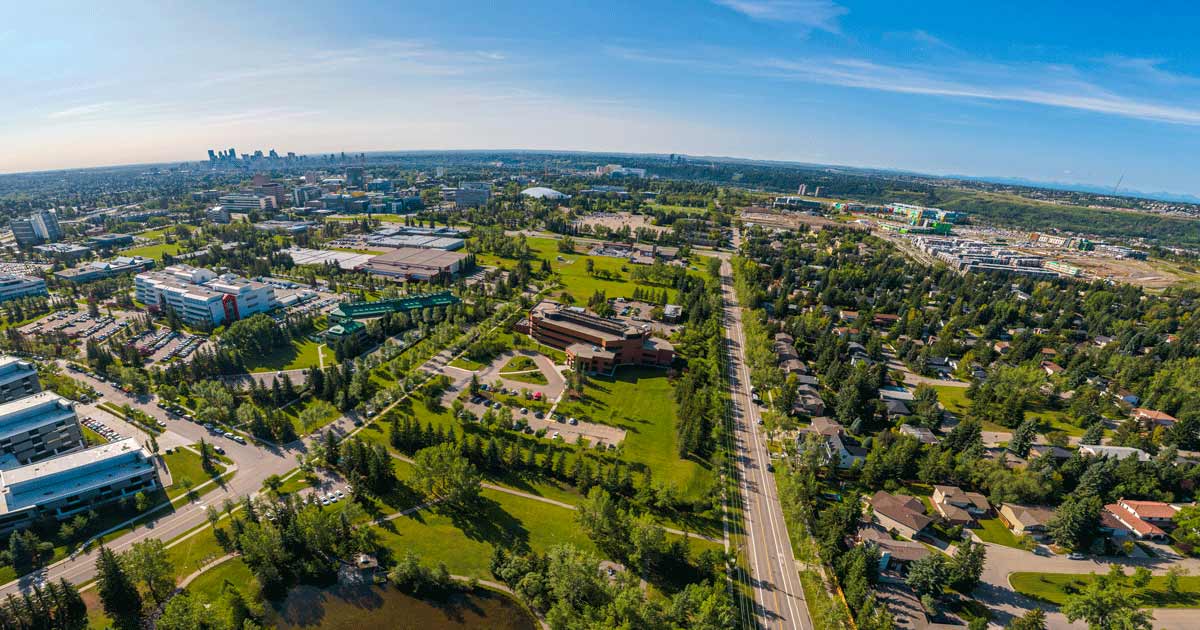 Aerial view of the University of Calgary