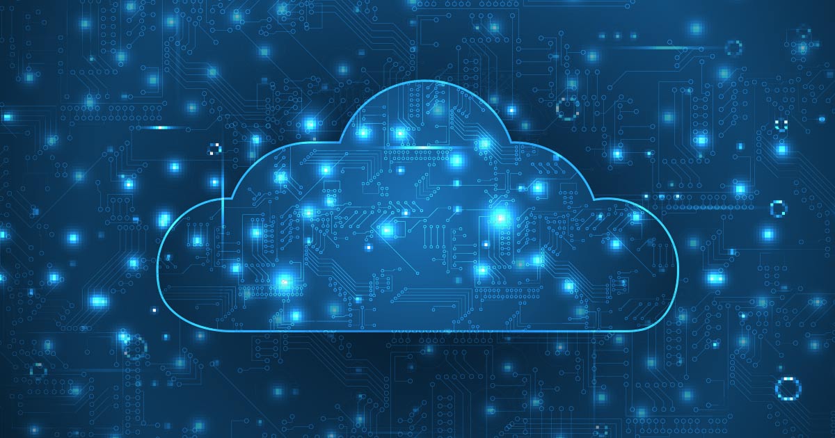 Image of a cloud overlaid with circuits