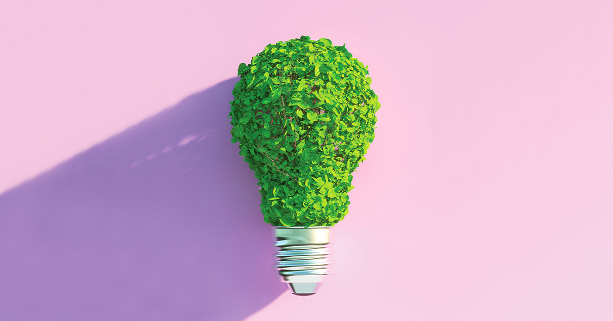 Lightbulb made of leaves
