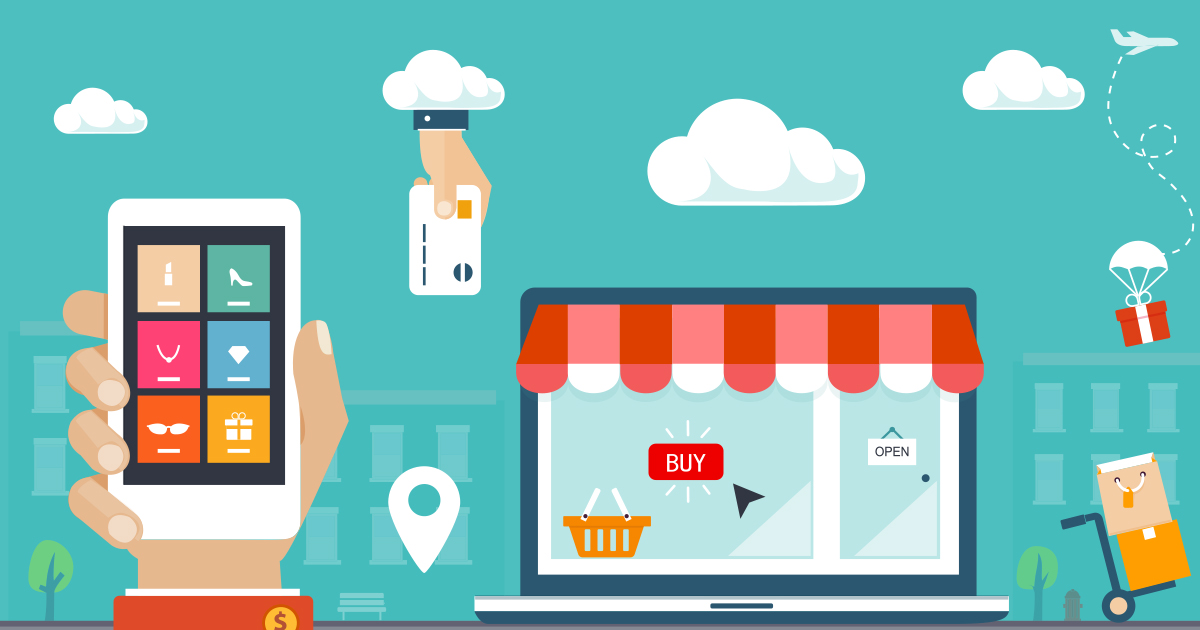 Flat design vector illustration ecommerce