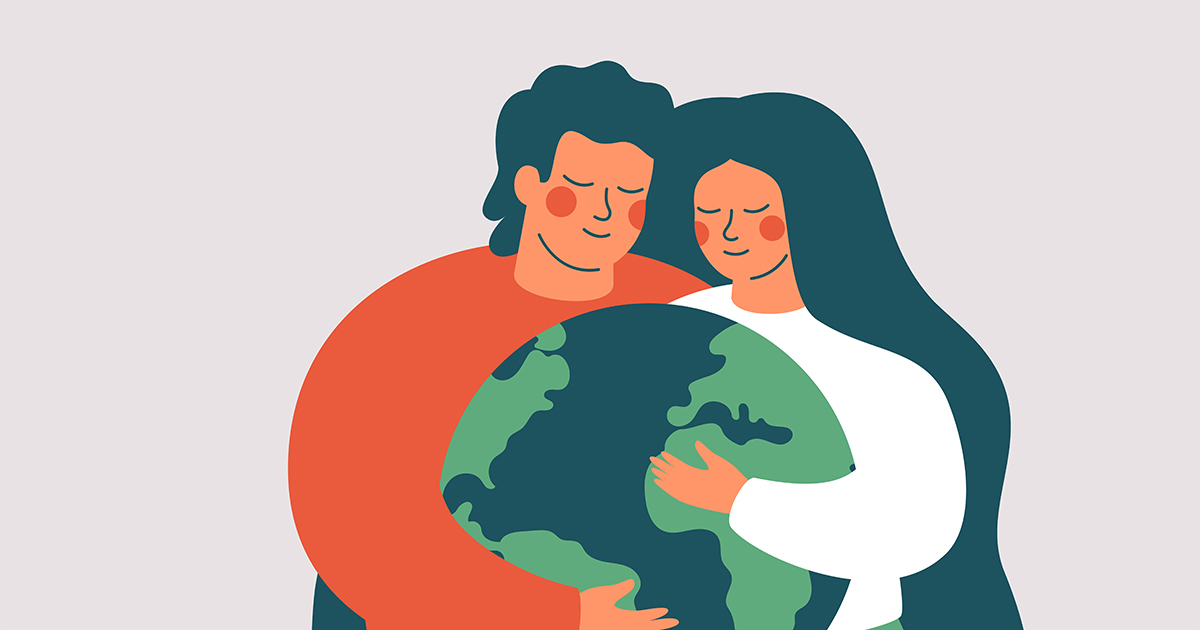 humans hugging earth social purpose