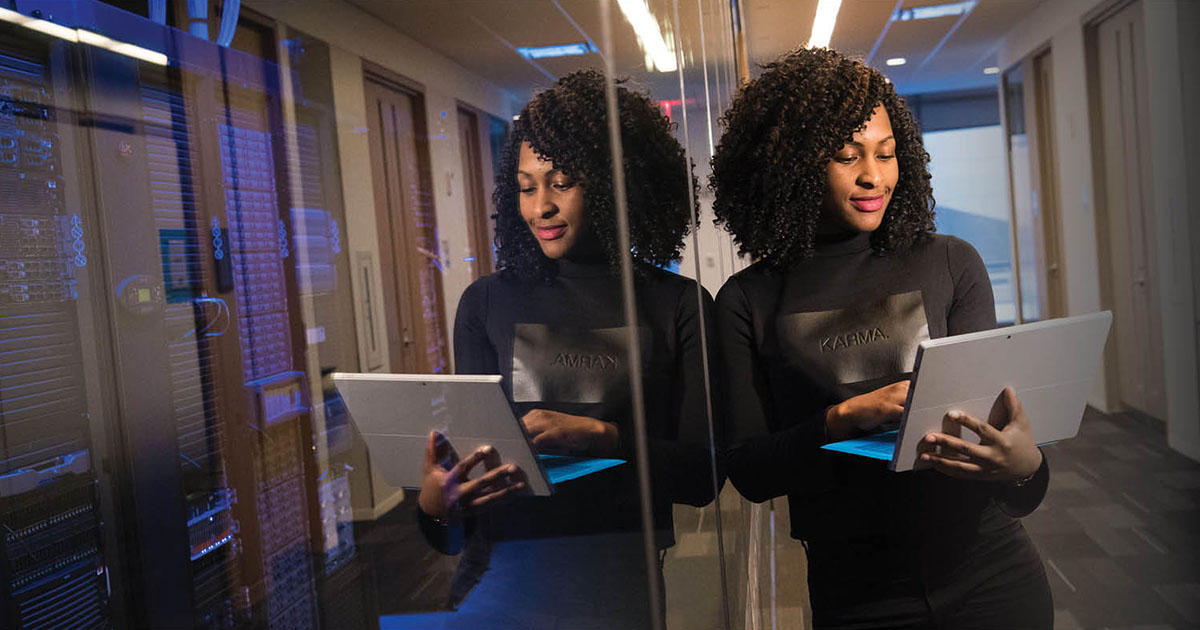 african american woman on computer