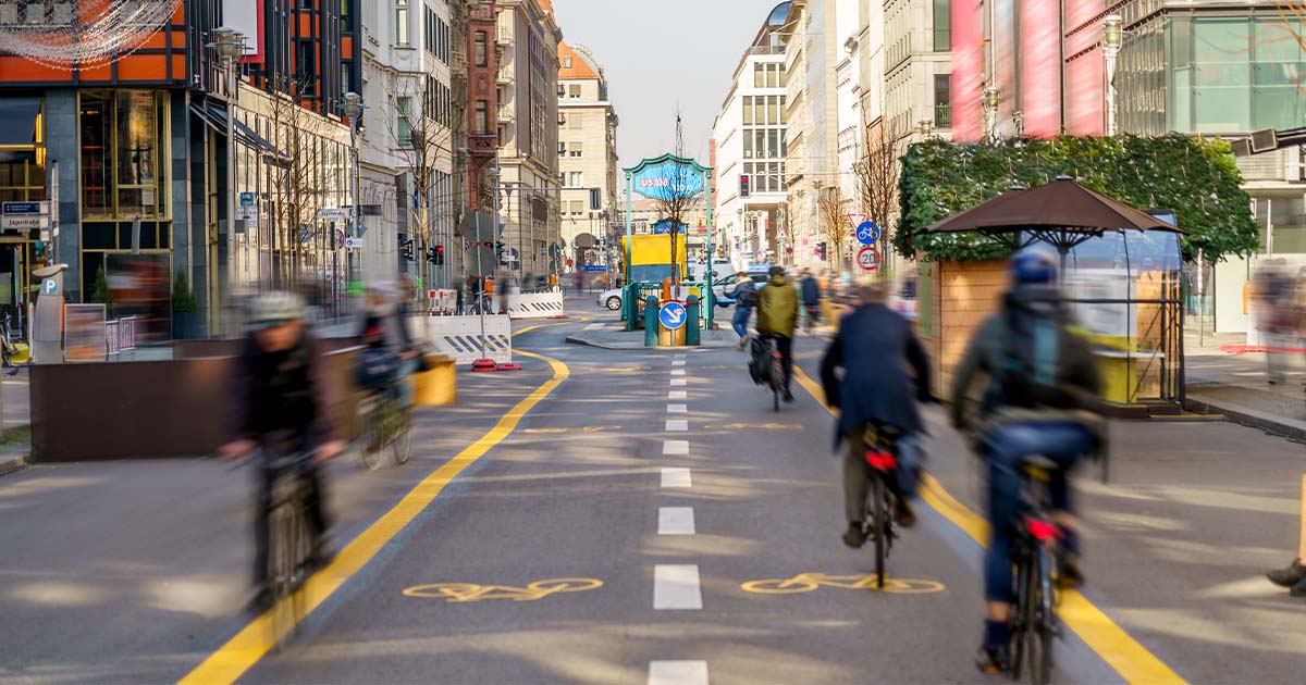 people biking in the city