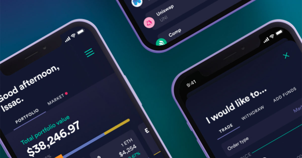 iphones with crypto app on screen