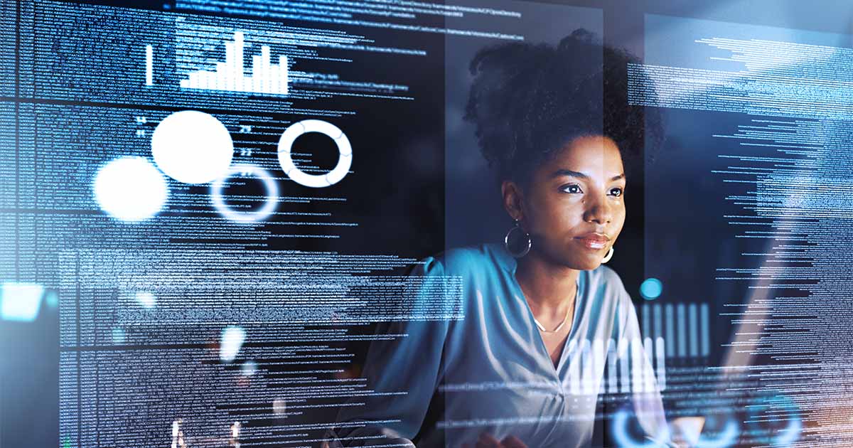 Female developer writing codes