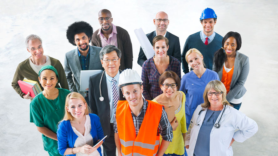 A group of essential workers