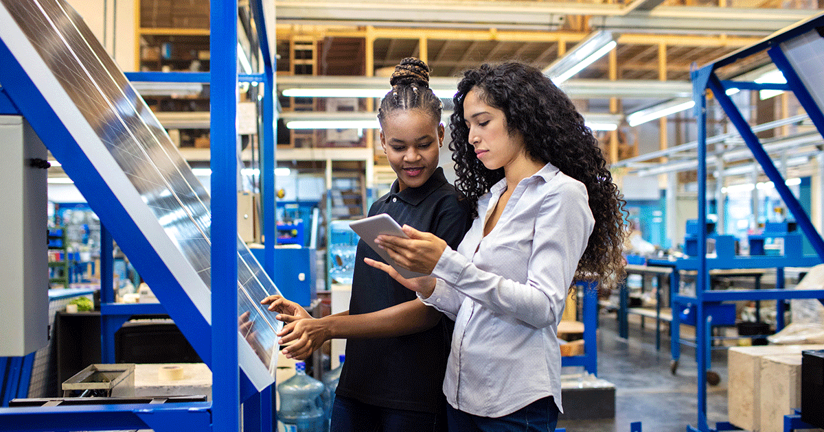 Women in manufacturing working together