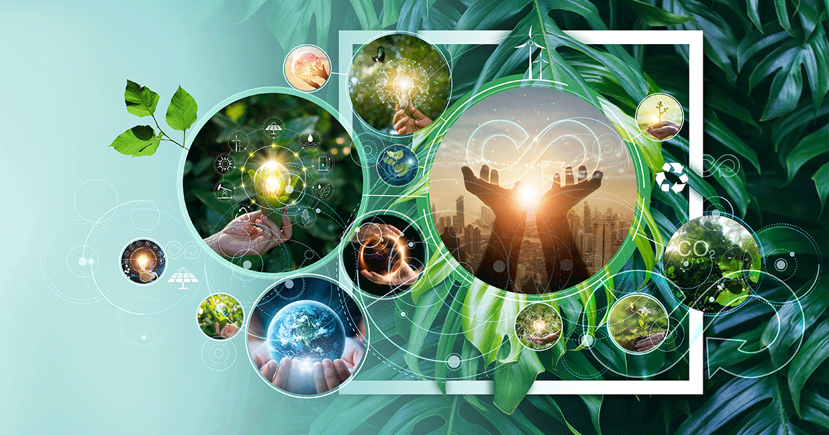 image collage depicting the circular economy