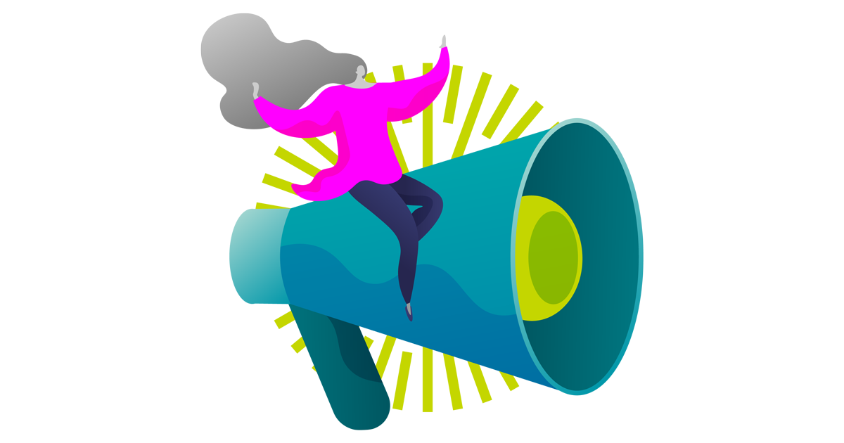 Illustration of girl on a speaker