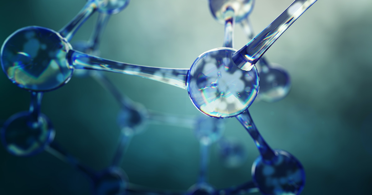 3d illustration of molecule model. Science background with molecules and atoms