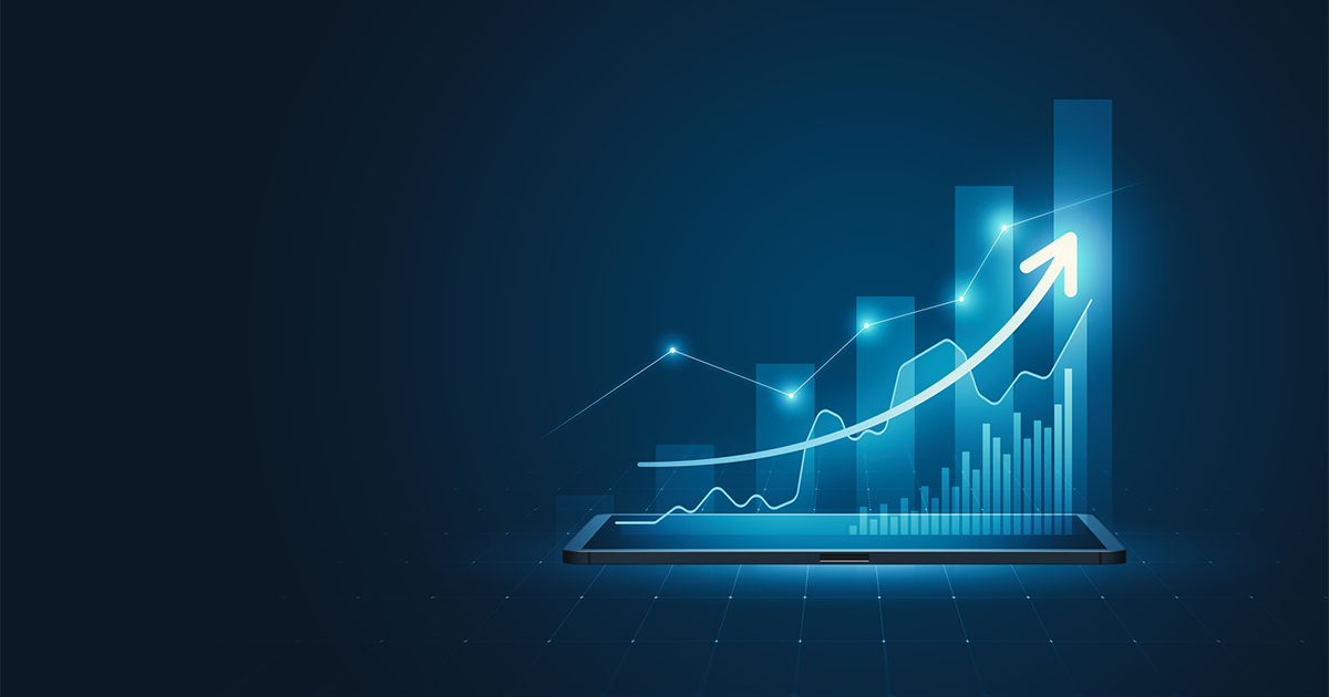 virtual growth arrow financial graph