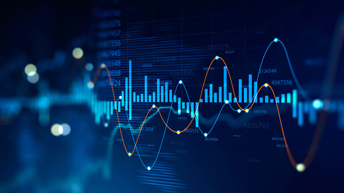Stock market and trading, digital graph