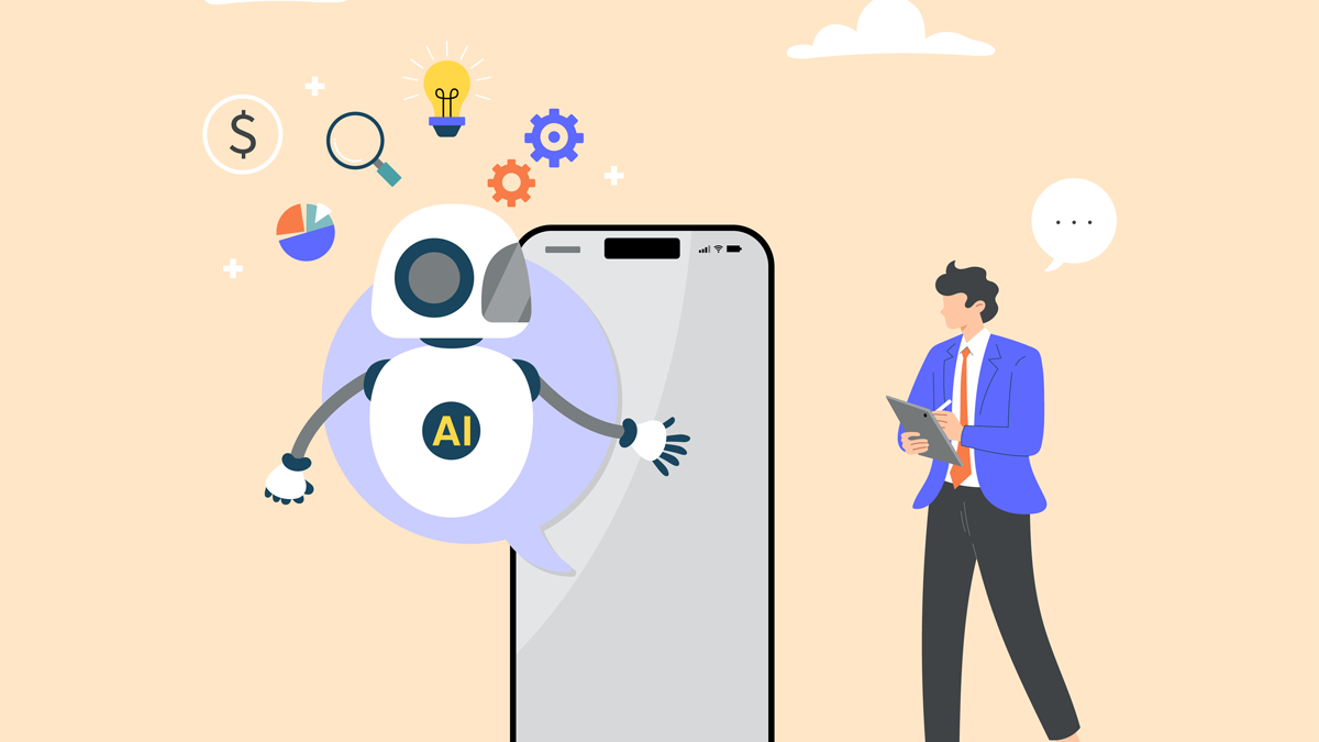 AI assistant and user conversation. Artificial intelligence