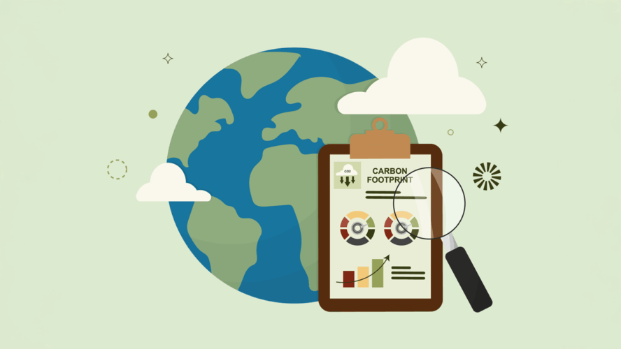 Global Carbon Footprint Analysis. Global environmental impact analysis and sustainability evaluation. Climate change concept. Carbon footprint concept. Flat style. Vector illustration