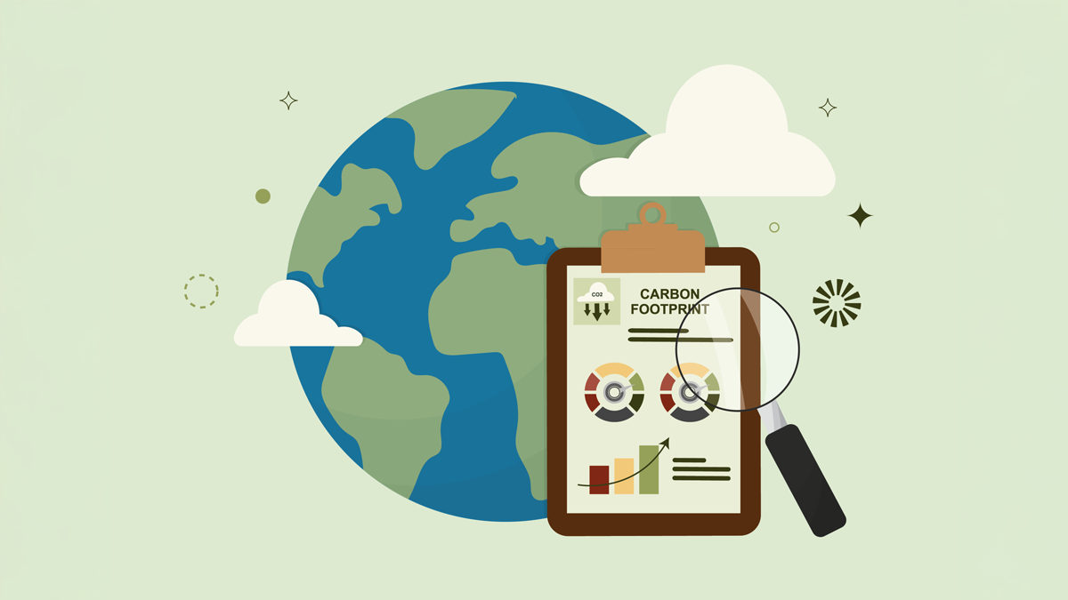 Global Carbon Footprint Analysis. Global environmental impact analysis and sustainability evaluation. Climate change concept. Carbon footprint concept. Flat style. Vector illustration